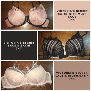 Bundle of Three Listed VS Bras - 34C